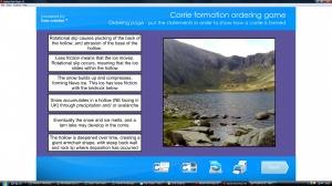 Glacial features- corrie formation ordering game