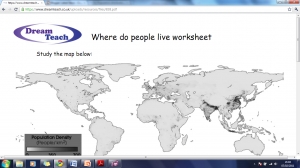 3d) Population distribution- where do people live worksheet (black and white version)