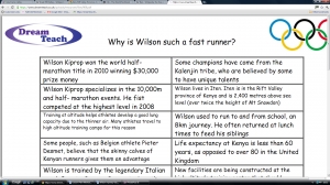 c) Olympics 2012- Why is Wilson such a fast runner mystery clue cards